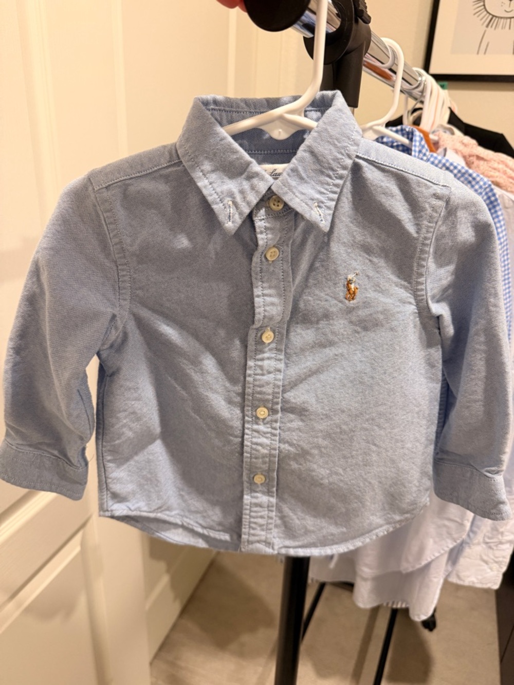 Ralph Lauren Light Blue Kids Oxford Button-Down Shirt with Pony Logo